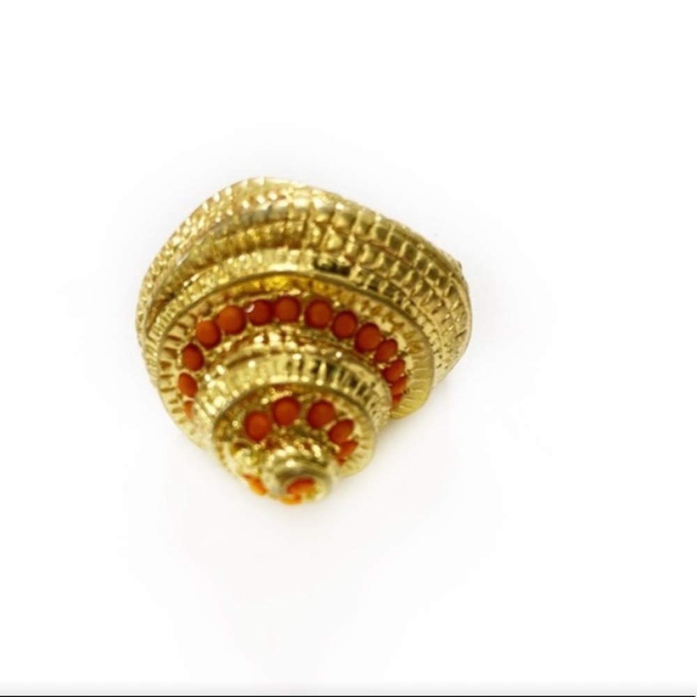 🌴 Faux Gold Adjustable Conch Seashell Shell Ring - Picture 6 of 8